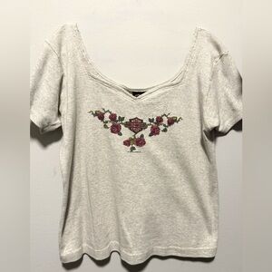 Harley-Davidson Cream Floral Graphic Women's Tee